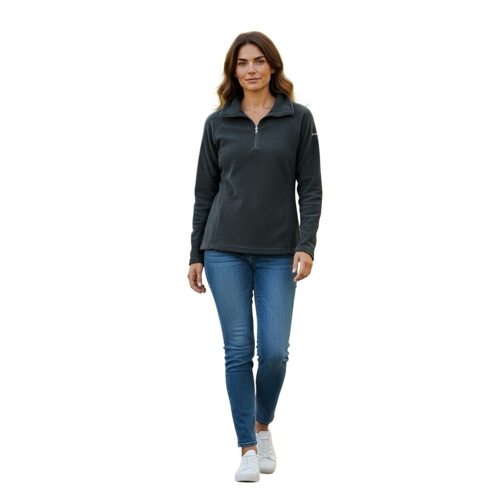 Columbia Women's Black Quarter Zip Fleece Pullover Size M Lightweight Jacket - Picture 9 of 9